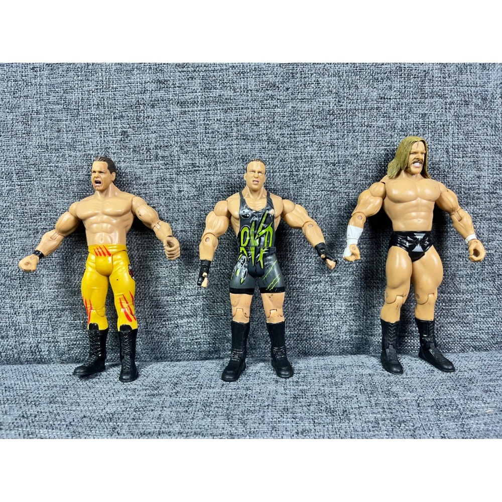 WWE Jakks Pacific 2003 Action Figure Lot Triple H Rob Van Dam Chris Benoit 7in